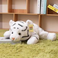 Well-behaved Tiger Plush Toys Soft Cozy Cartoon Lying Prone Forest Tiger Doll Lovely Hugging Animal Warm Children Companion 30cm balta
