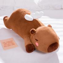 60cm-100cm Kawaii Cartoon Giant Strip Capybara Plush Doll Pillow Lying Brown Orange Wings Creative Capybara Plush Toy Home Decor about 60cm brown