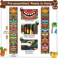 Tiki Banner Hawaiian Happy Luau Party Decoration Tiki Porch Sign Party Hawaii Aloha Tropical Banner Tiki Door Banner Carnival