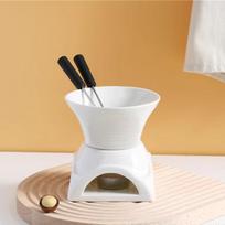 Fondue Mug Set With Fork 220ml Mini Ceramic Desserts Fondue Pot Personal Cheese Butter Melting Mug For Caramel Desserts Snacks China Mainland
