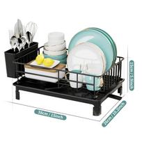 Stainless Steel Dish Drying Rack With Drain Board Utensil Storage Glass Hooks Kitchen Storage Rack Utensil Storage Drainage Rack juoda