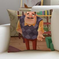 M-Hello Neighbor Cushion Cover Cushion Cover Pillowcase, Anti-Mite Invisible Zipper, Linen Sofa Cushion Peach skin 18*18(CM)-1Pcs