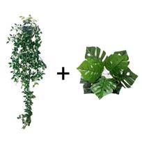 UV Resistant Mandala Monstera Set Realistic Fake Vine Hanging Basket  Outdoor Indoor žalia