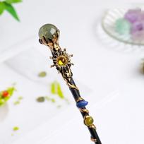 DIY Handmade Crystal Magic Wand Crystal Ball Magic Scepter Handcrafted Fairy Stick  Holiday Gift Round light green