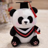 Adorable Graduation Panda Plushie With Black Cap And Gown Holding Diploma Soft Stuffed Animal Kawaii Wonderful Warm 25cm raudona