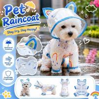 Dog Raincoat, Pet Four-Leg One-Piece Rain Jacket, Outdoor Walking Coat with Reflective Strips for Small Medium Dogs L mėlyna