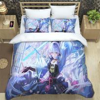 Genshin Impact Element Duvet Cover Set 3 Pieces Cartoon Bedding Set Bedroom Dormitory Soft Single Double Duvet Cover For Boys (135x200cm)