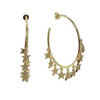 Promotion Multi Pcs Bling Star Dangle Trendy Jewelry Women Big Hoop Circle Link Stars Dangle Earring for Christmas Gifts