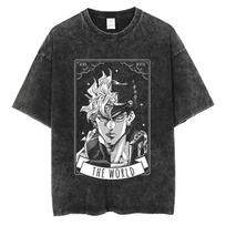 JOJO Bizarre Adventure Gyro Zeppeli T Shirt Men Vintage Washed Oversized Tees Anime Graphic Tshirts Streetwear Cotton Tops Men 2XL