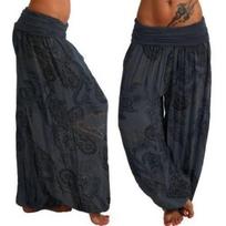 Women's Digital Print Long Wide Leg Pants Harlan Casual Pants L juoda