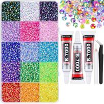 40 Spalvų Mišrus Dervos Cirkonio Rinkinys Nagų Dailės Kūrimui, 3mm Plokščiu Dugnu, Idealiai Tinka Nagų Dailės Aksesuarams. 15 Compartments 12,000 Pieces