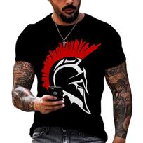 Vintage Men's T Shirt 3d Sparta Print Short Sleeve Tops Summer Street Hip Hop T-shirts For Men Oversized Tee Shirt Man Clothing M red