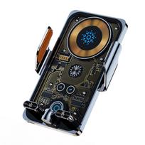 Greitas belaidis automobilinis įkroviklis su laikikliu 15W greitas įkrovimas Automatinis telefono laikiklis su spaustuku Infraraudonasis jutiklis 66W automobilinis telefono įkroviklis sidabras