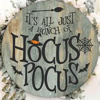 Hocus Pocus Magic Sign, Durable wooden, Indoor and Outdoor, Versatile Halloween Decor for Doors, Wall Art, Home Decor, 8x8 in 8x8 inch (20x20 cm)