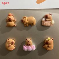 6 vnt., Animacinių kapibarų gyvūnų tema Šaldytuvo magnetukų rinkinys, Mieli juokingi dekoratyviniai šaldytuvo magnetukai, Dekoratyvinė lentelė