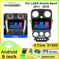 Automobilio radijas Carplay LADA Granta Sport 2011 - 2018 m. Navigacija GPS Android Auto Multimedijos grotuvas Stereo blokas WiFi BT Ne 2din 4G 4 core 2GB+32GB CP black