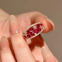 Zircon hollow open ring fashion light luxury exquisite index finger ring high sense temperament jewelry