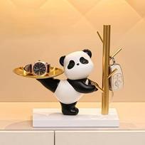 Stilingas dervos padėklas panda formos su metaliniu pagrindu. Puikiai tinka papuošalų laikymui, miegamojo dekoravimui 8880 beige