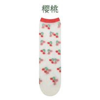Women Summer Ultra-Thin Transparent Love Crystal Kawaii Socks Girls Breathable Korean Cute Ice Silk Style Sheer Embroidery Socks One Size