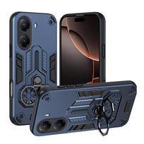 Shockproof Armor Case For Xiaomi Redmi 14C A5 A4 A3 Pro Note 14 Pro Plus Poco X7 Pro C75 C71 4G 5G Dual Finger Ring Holder Cover Pc + tpu&Redmi Note 14 4G (Global) mėlyna