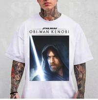 Star Wars Obi-Wan Kenobi Big Face Lightsaber Unisex Adult 100% Cotton T-shirt Mens Tees Top Kid Tee S
