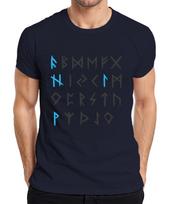 Norsų senasis Futhark runų abėcėlės Vikingų runų stiliaus Retro vyriški marškinėliai- 2XL