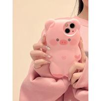 Three-dimensional Pink Pig Suitable for IPhone 15 Promax Mobile Phone Case Cartoon Apple 14Pro Silicone Protective Case iPhone15