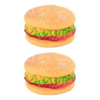 2PCS Dog Squeaky Toy Burger Shape Non-Toxic Vinyl Pets Chew Play