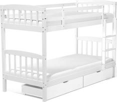 Beliani Dviaukštė lova su stalčiais medinė 90 x 200 cm White REVIN | 249468 | 4251682260787