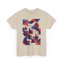 Bauhaus Style Geometric T-Shirt, Structure Balance, Red Blue Abstract Print, Geometric Art, Minimalist Design, Mid Century Modern, Clothing XL