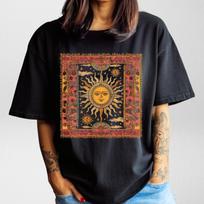 Esoteric Sun Oversize Deep Drop Shoulder Tee, High Quality Cotton, Astrology Sun T-shirt, Numerology, Esoteric Celestial, Streetwear L