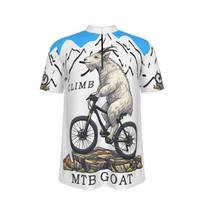 MTB Goat Cycling Jersey - All Over Print Mountain Bike Shirt - Zip Collar Biker Jersey S