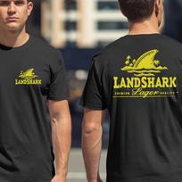 Landshark Lager 2 Side T-Shirt, Funny Shark Tee, Ocean Lover Gift, Beach Vacation Shirt, Novelty Graphic Tee, Island Shark Fin T-Shirt S