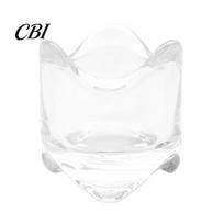 Wavy Edge Candle Cup Glass Holder, Irregular Rippled Tealight with Crystal Clear Thickened Glass, Minimalist Soft Light Holder Romantic Desk Decor for