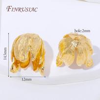 18K Gold Plated Tulip Bead Caps Large Flower End Caps For Jewelry Making DIY Bracelet Necklace Findings,Earring Accessories 1 piece