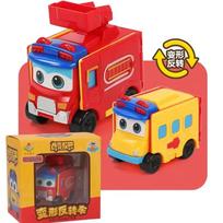 GoGo Bus Action Figure Toys Robot Transformer Cars PVC Deformation Vehicles Anime Cartoon Police Fireman Transformation Models raudona