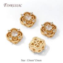 Multiple Types 18K Gold Plated Zircon Heart Beads Round Spacer Beads For Jewelry,Metal Separator Beads,Accessories For Bracelets 2 pieces