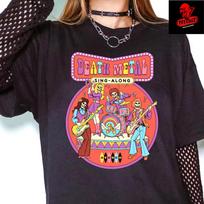Men's and Women's T-shirts Steven Rhodes 'Death Metal Sing-a-long' Dark Humor Horror Retro L