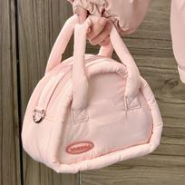 Large Capacity Cotton Down Crossbody Bag Canvas Shoulder Bag Simple Nylon Cloud Handbag  Children rožinė