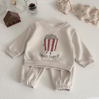 2026 Korean Style Popcorn Print Two-Piece Set for Boys and Girls (Spring & Autumn) 100cm/2-3 Years abrikosas