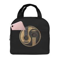 Old Worn Acoustic Guitars Yin Yang Portable Lunch Boxes Waterproof Thermal Cooler Food Insulated Lunch Bag Kids School Children juoda