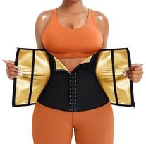 4XL 5-Color Double Layer Silver Coated Neoprene Sauna Belt - Waist Trainer with Snap Buttons for Workout Sweat Waist Trimmer S