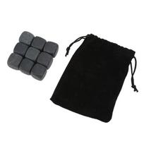 Ensemble de pierres à whisky - HURRISE - Basalte - Rafraîchisseur sans dilution - Sac de rangement - Gris