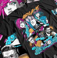 Jinx Arcane marškinėliai, Japonų Anime grafiniai marškinėliai, Unisex, Storo medvilnės, Visų dydžių, M