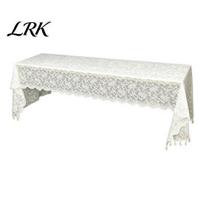 Elegant Lace Table Runner Tablecloth with Anti-Slip Backing, Double-Sided Plain Design Protector, Tassel Decorative Edge Bohemian Style Furniture 60x120cm smėlis