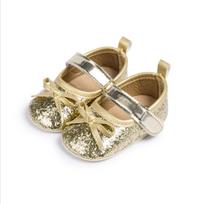 Sequin Princess Bow Baby Girl Walker Shoes - Soft Sole 11cm (0-6 Months) / 39g auksas