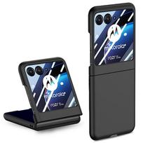 For Motorola Razr 50 Ultra Razr40 Ultra Phone Case with Back Screen Tempered Glass Protective Film Hard Plastic Shockproof Cover For MotoRazr 40Ultra juoda