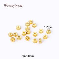 4MM 18K Gold Plated Brass Roundel Stripe Spacer Beads,Loose Beads Separators DIY Bracelet/Necklace Making Supplies Wholesale 20 pcs