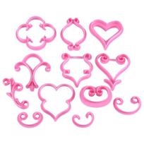 12PCS Heat Resistant Fondant Mold Set PP Chocolate Mold Multipurpose Flower Mold Set  Cookie Making rožinė