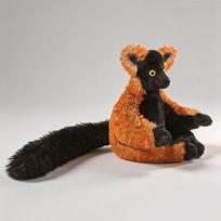 Madagascar Lemur Plush Set Soft Fluffy Ring-Tailed Ruffed Lemur Stuffed Animals Cute Jungle Companions Wildlife Lovers 25cm raudona juoda spalva